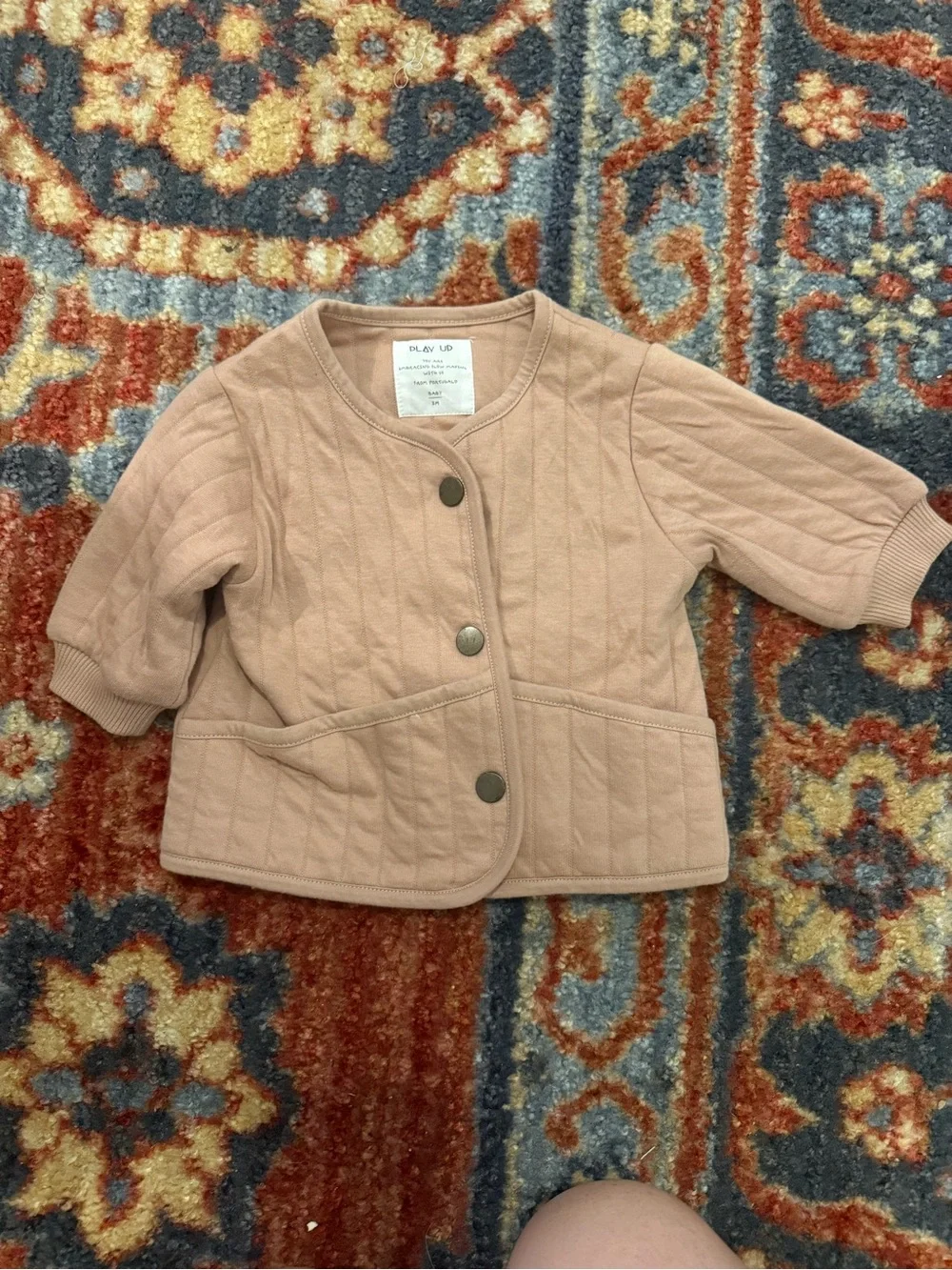Quilted Snap-Front Puffer Jacket in Blush